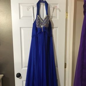 Size 14 Royal Blue Halter Prom / Formal Dress
